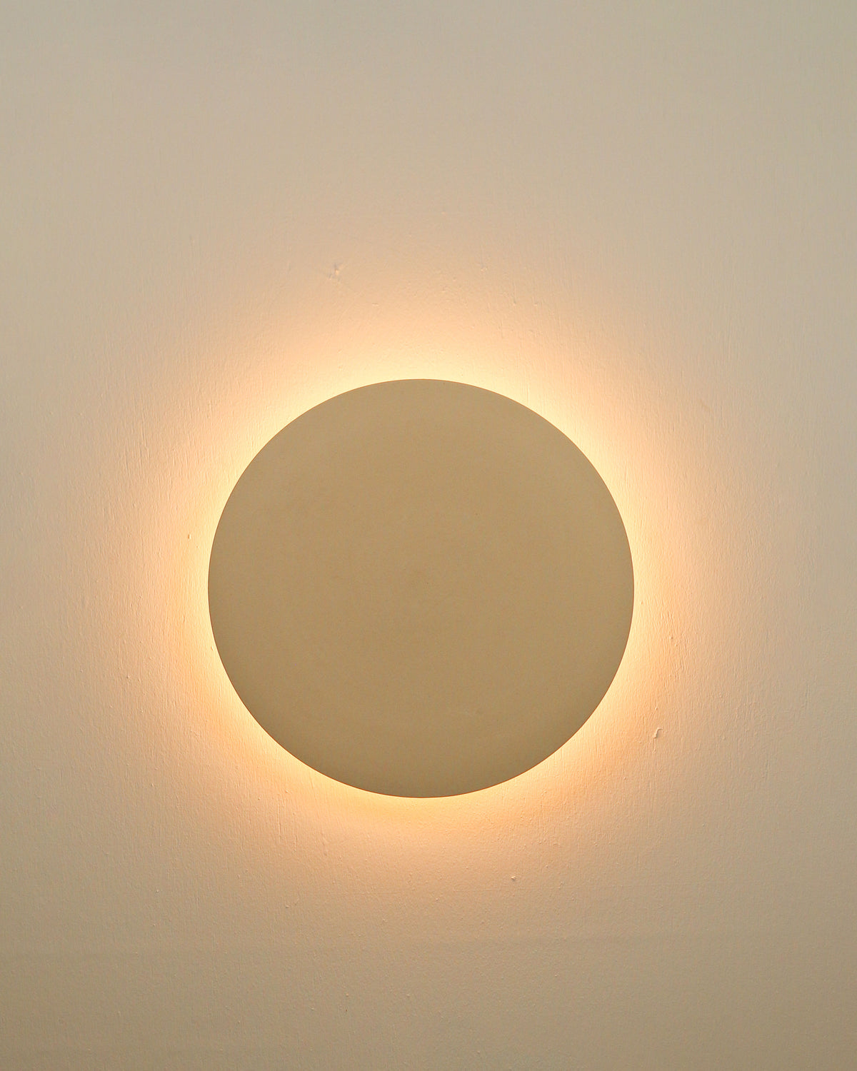 Small Backlit Disc Wall Light in Bone
