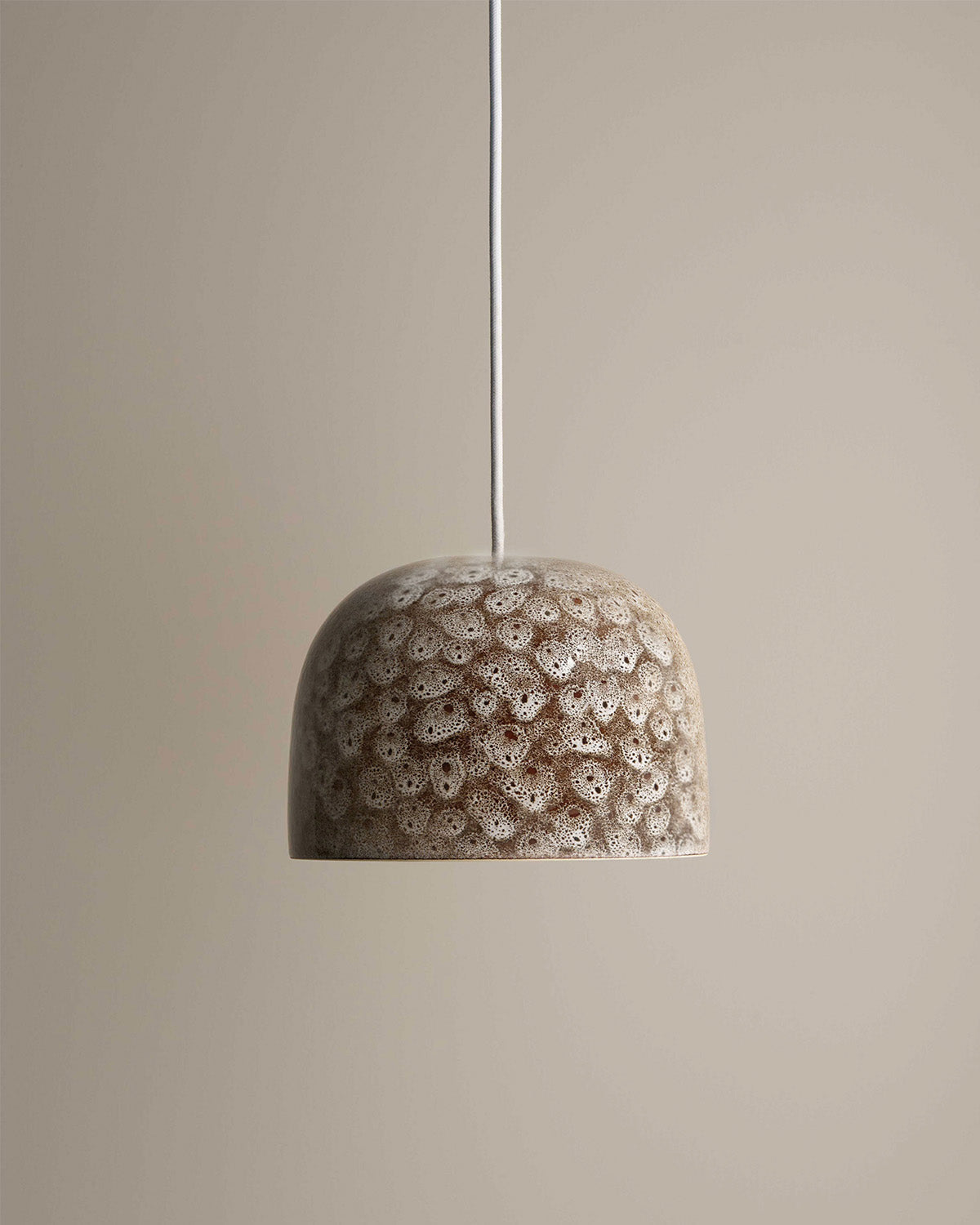 Small Bell Pendant Light in White Ochre