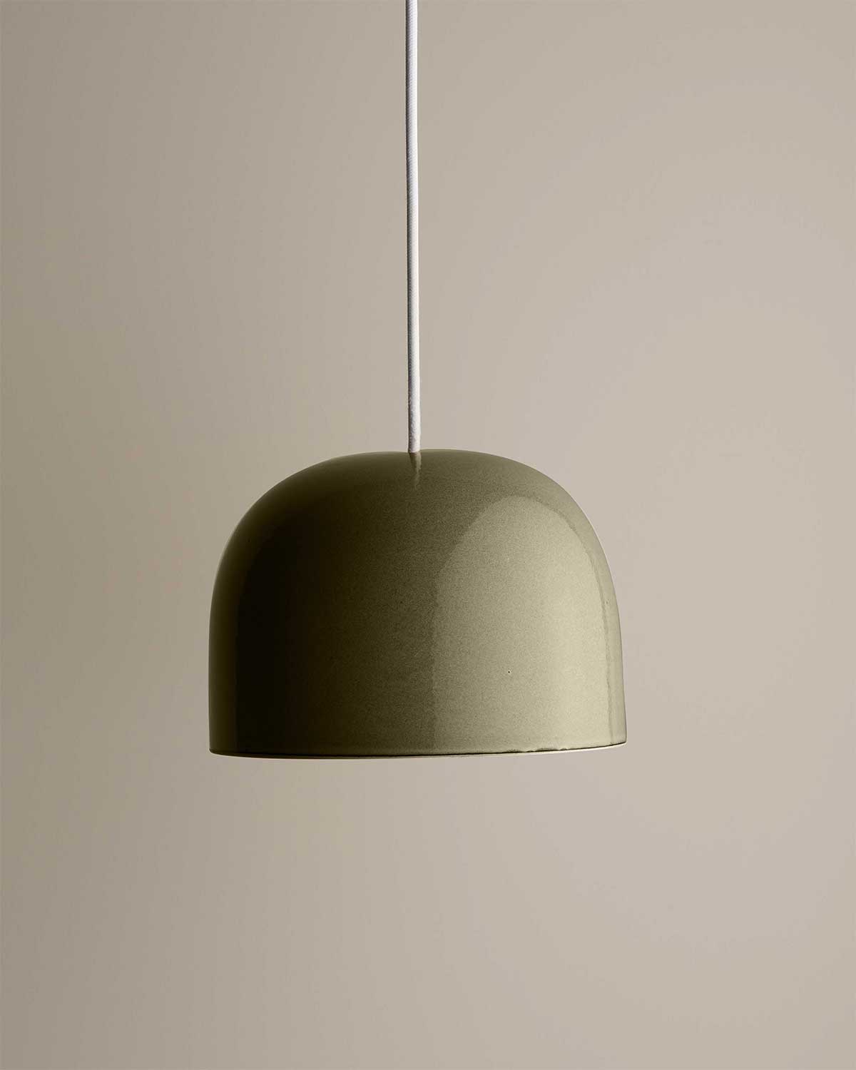 Large Bell Pendant Light in Olive