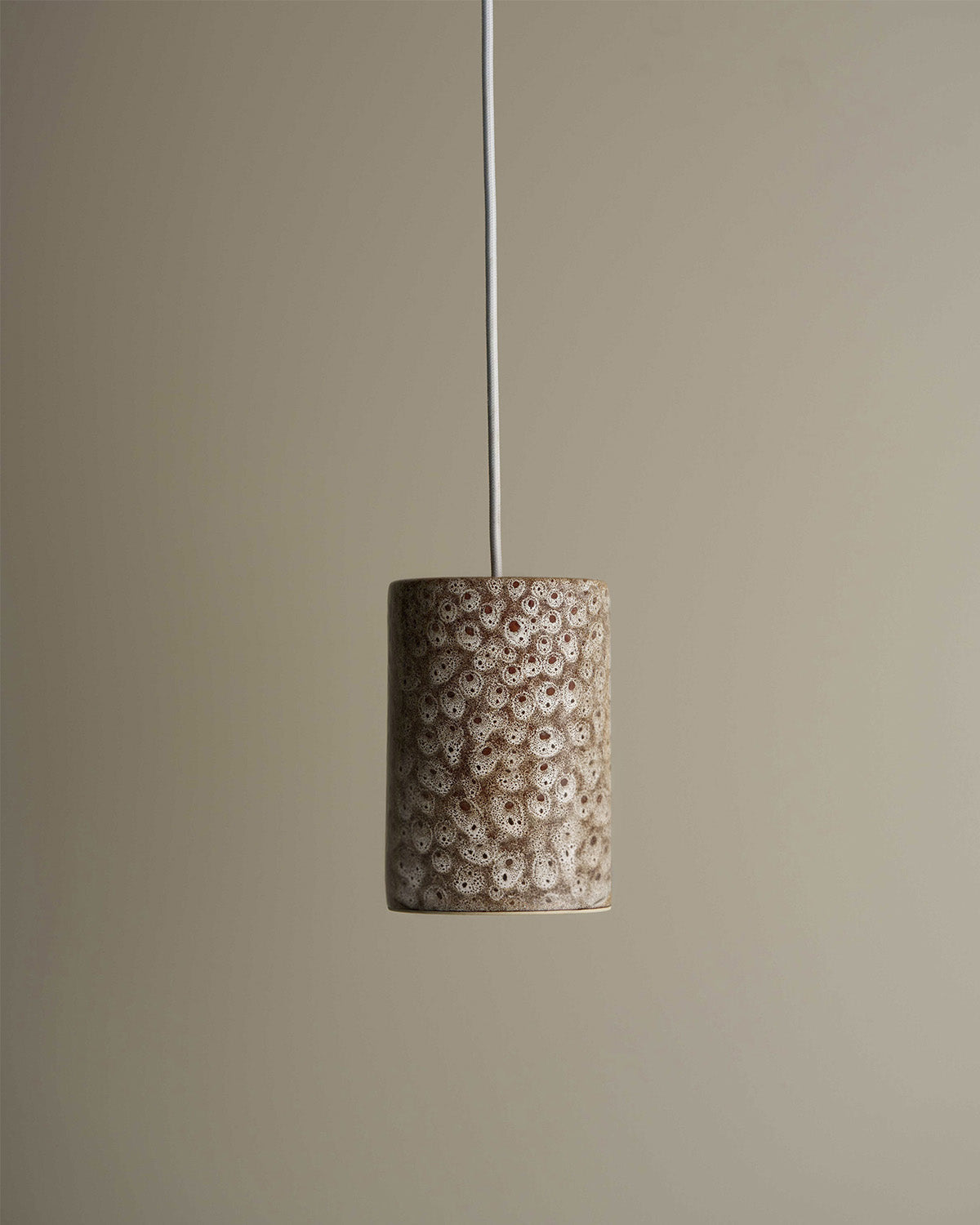 Small Cylinder Pendant Light in White Ochre