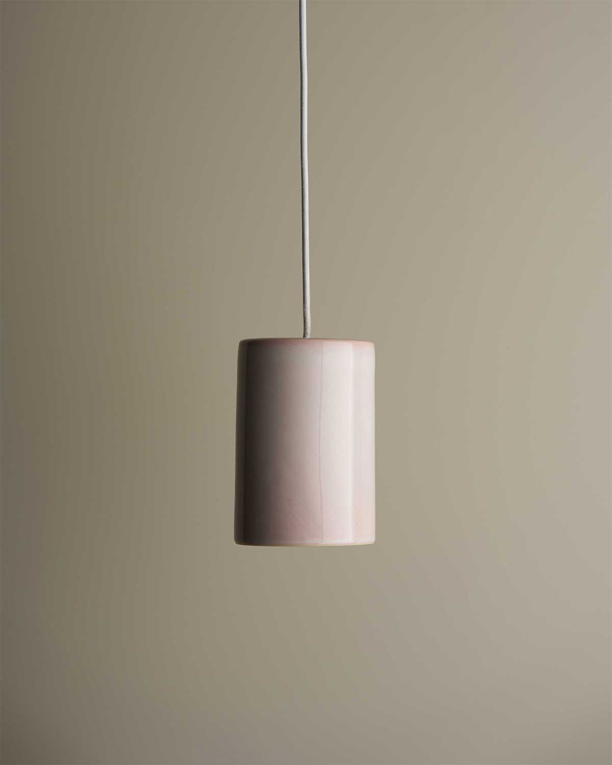 Small Cylinder Pendant Light in Rose Quartz
