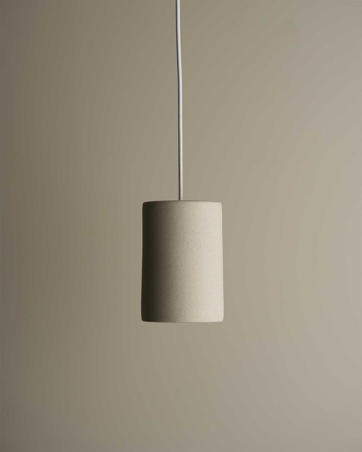 Small Cylinder Pendant Light in Stone