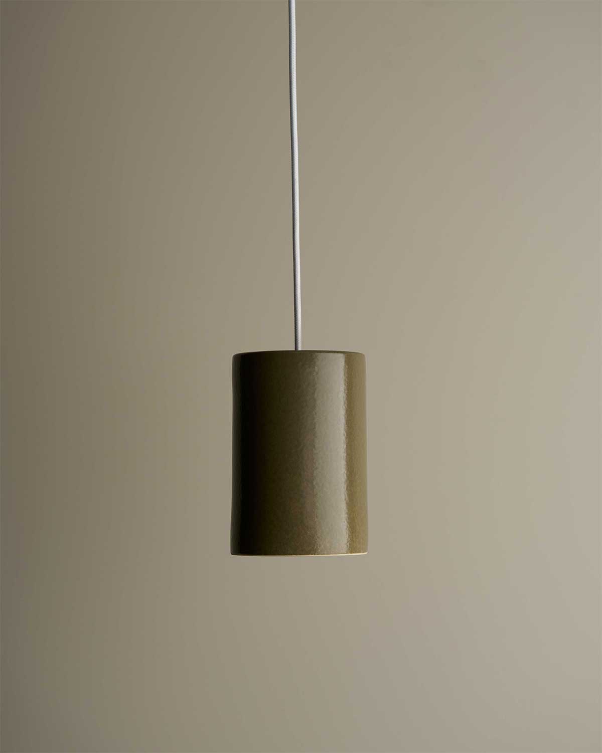 Small Cylinder Pendant Light in Olive