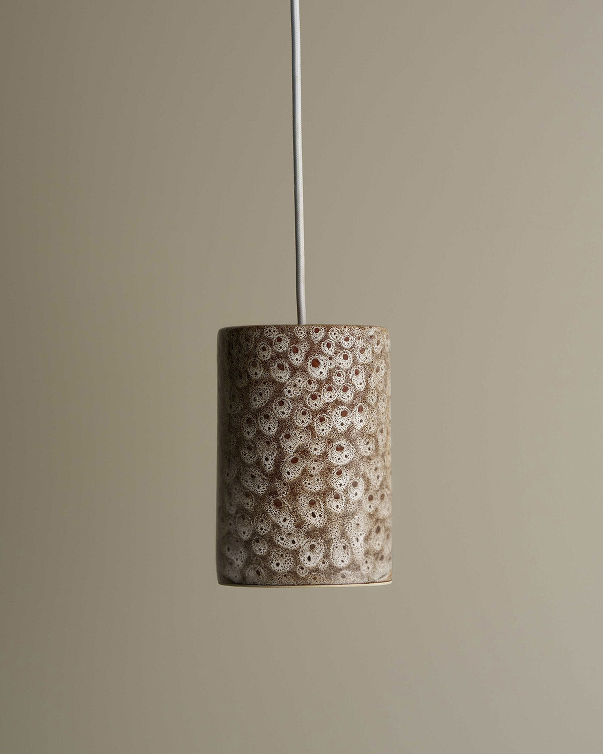 Large Cylinder Pendant Light in White Ochre