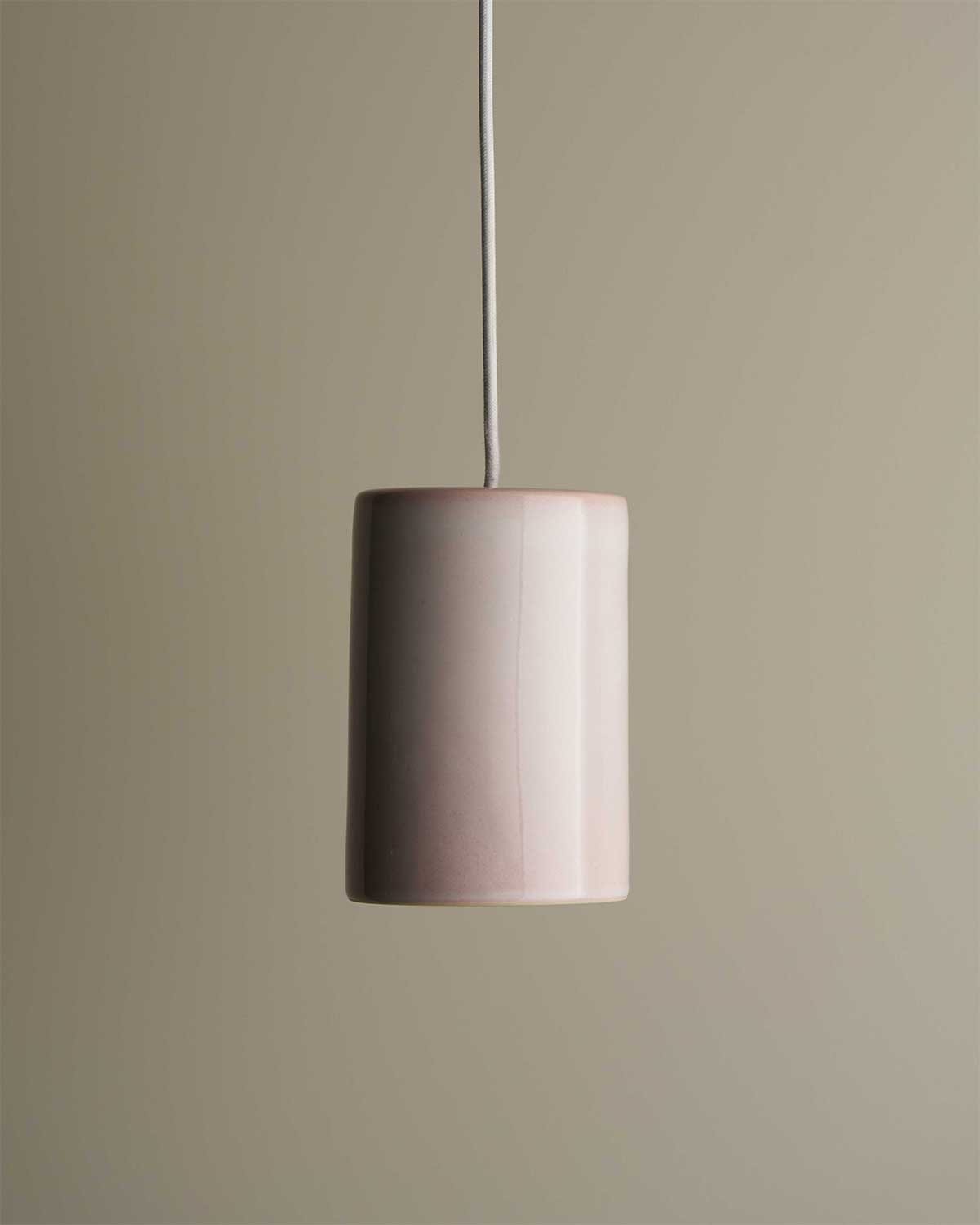 Large Cylinder Pendant Light in Rose Quartz