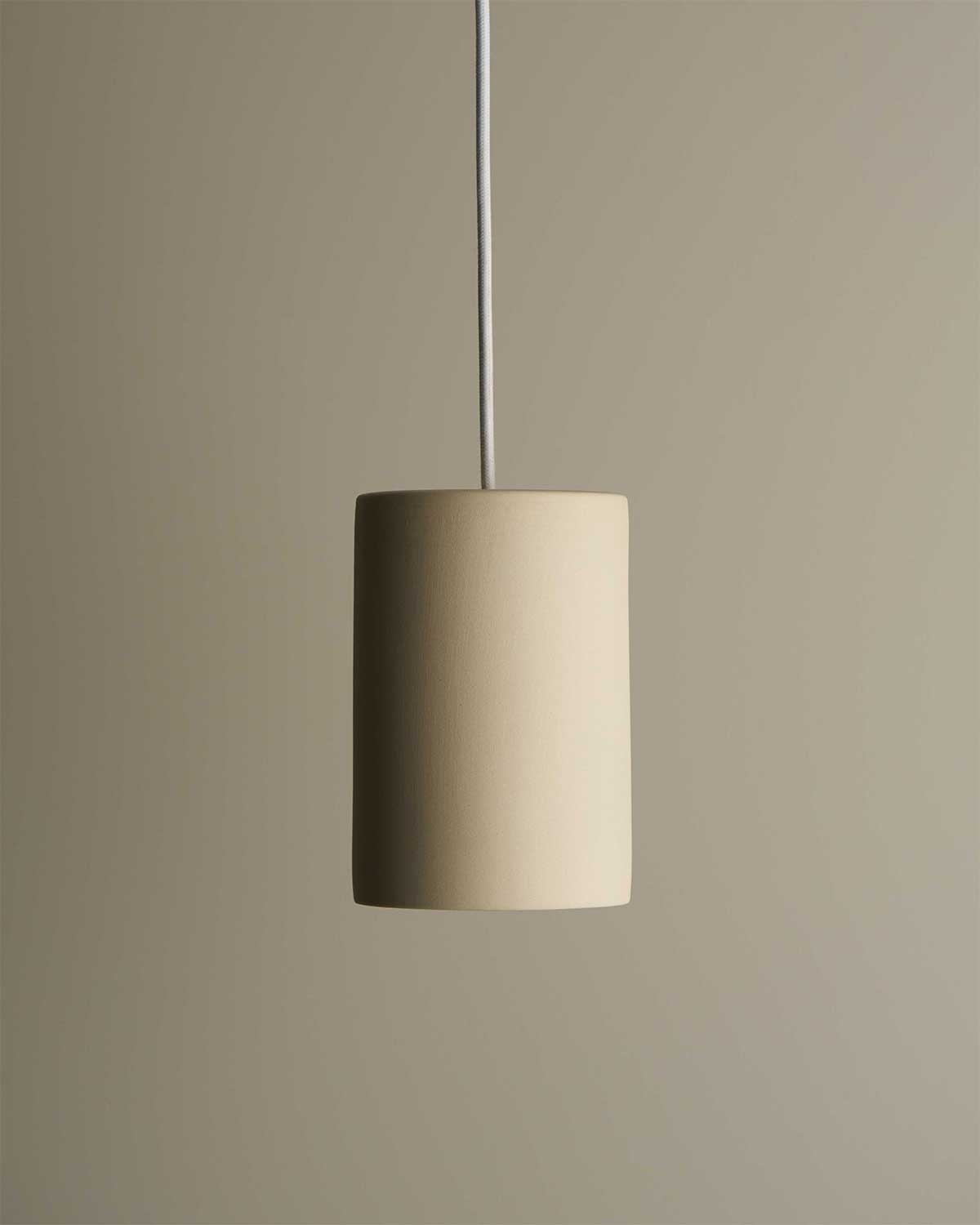 Large Cylinder Pendant Light in Bone