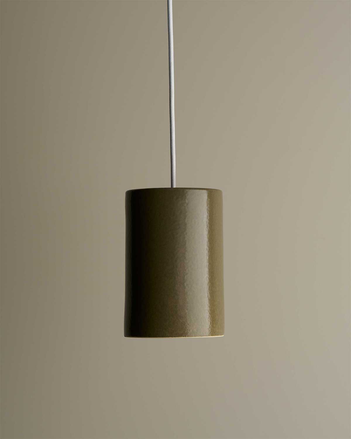 Large Cylinder Pendant Light in Olive