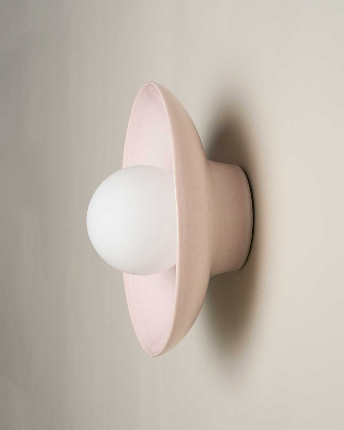 Dish Wall Sconce in Rose Quartz