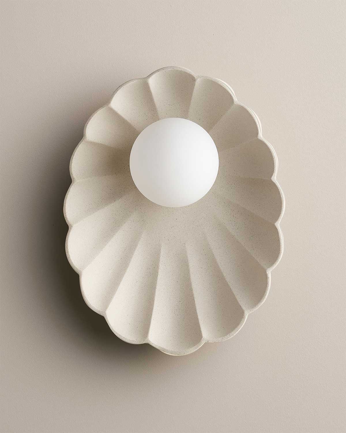 Oyster Wall Sconce in Stone
