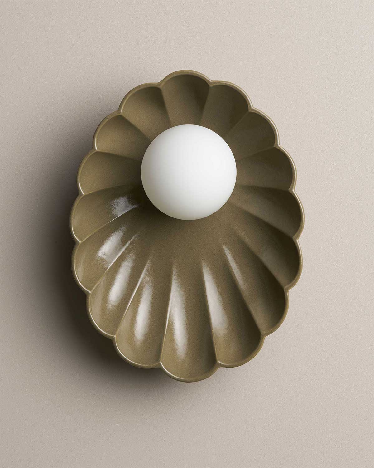 Oyster Wall Sconce in Olive