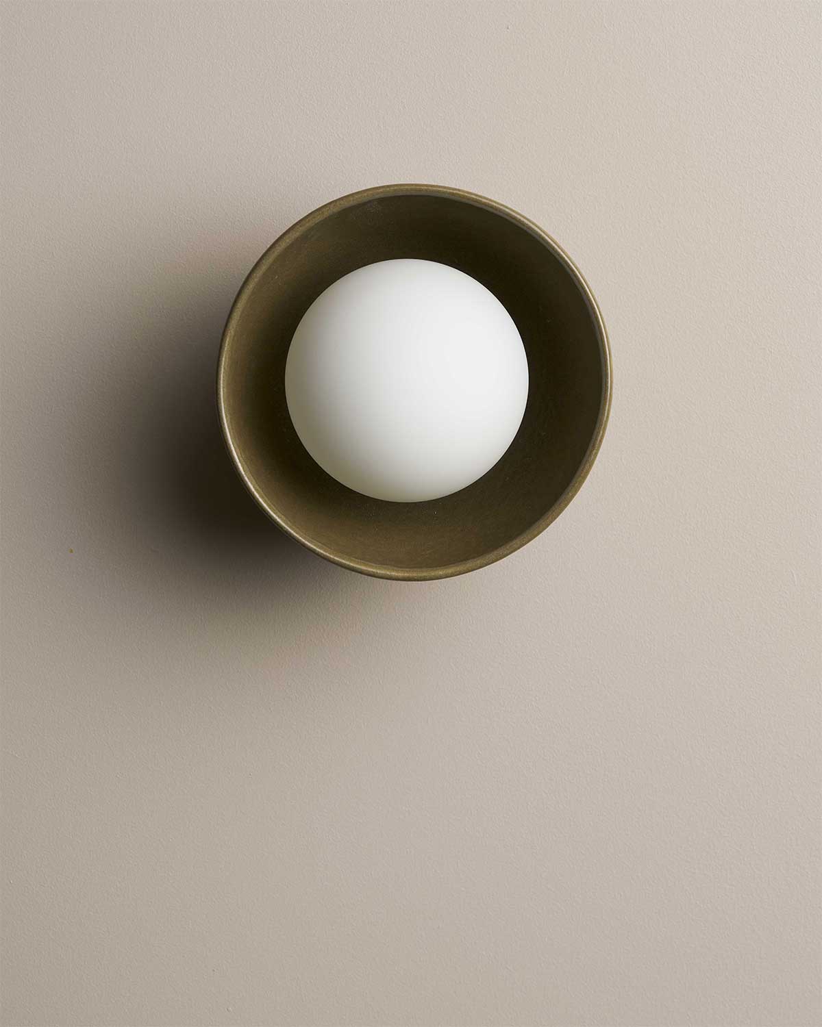 Bowl Sconce Light in Olive