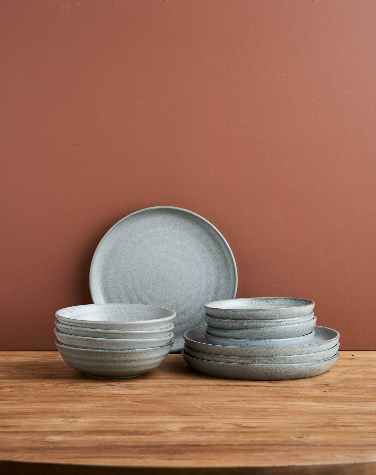 12pc Potters Collection Dinner Set / Grey Smoke