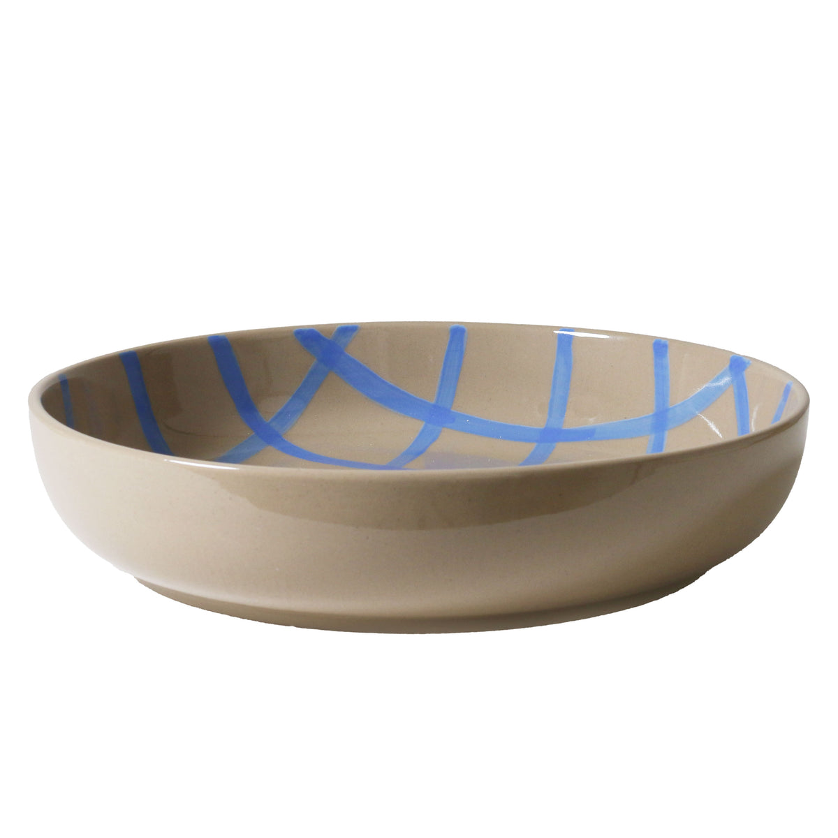 Coastal Junction 28cm Salad Bowl / Stone with Blue Handbrush