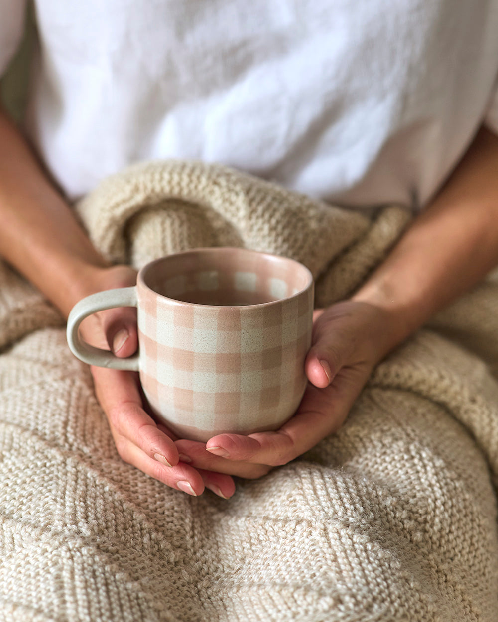 Soft Terracotta Check Mug / Cat&#39;s Pyjamas