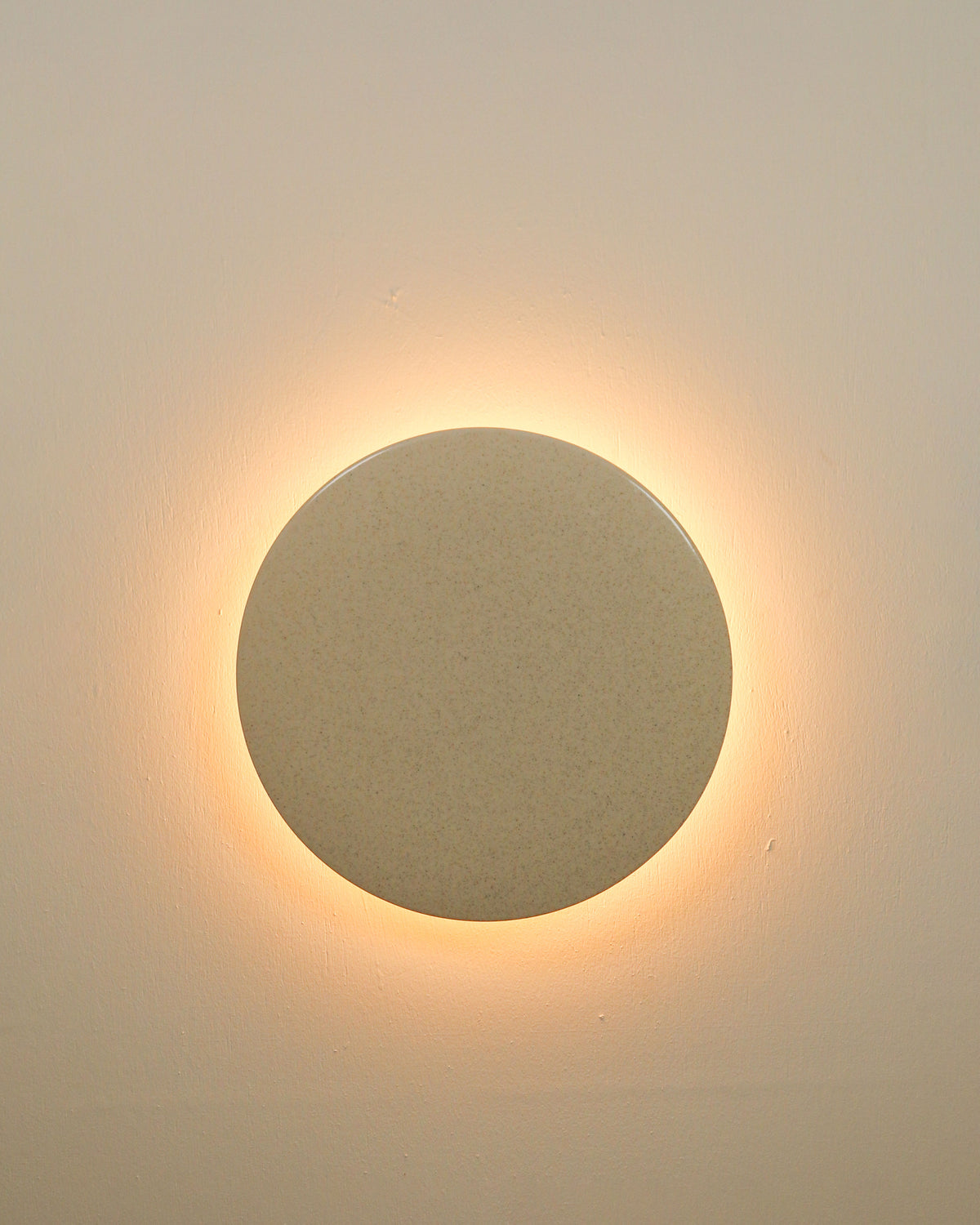 Small Backlit Disc Wall Light in Poppyseed