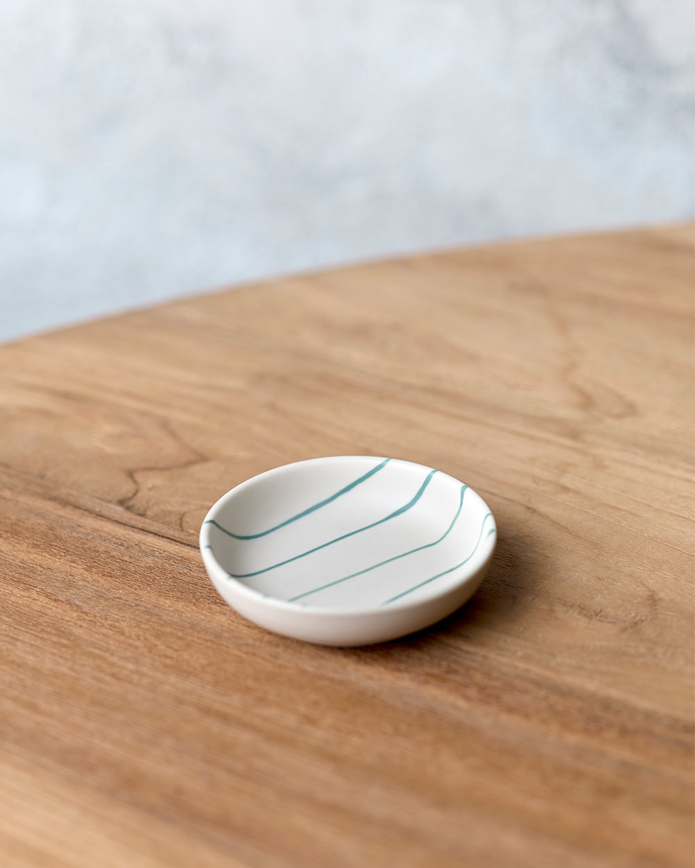 Coastal Junction 9cm Condiment Bowl / Cream with Green Stripe