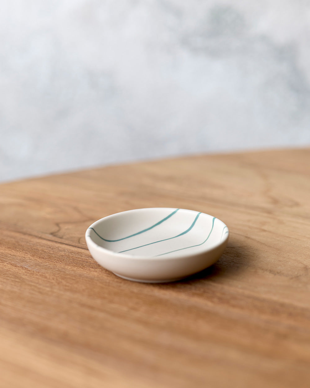 Coastal Junction 9cm Condiment Bowl / Cream with Green Stripe