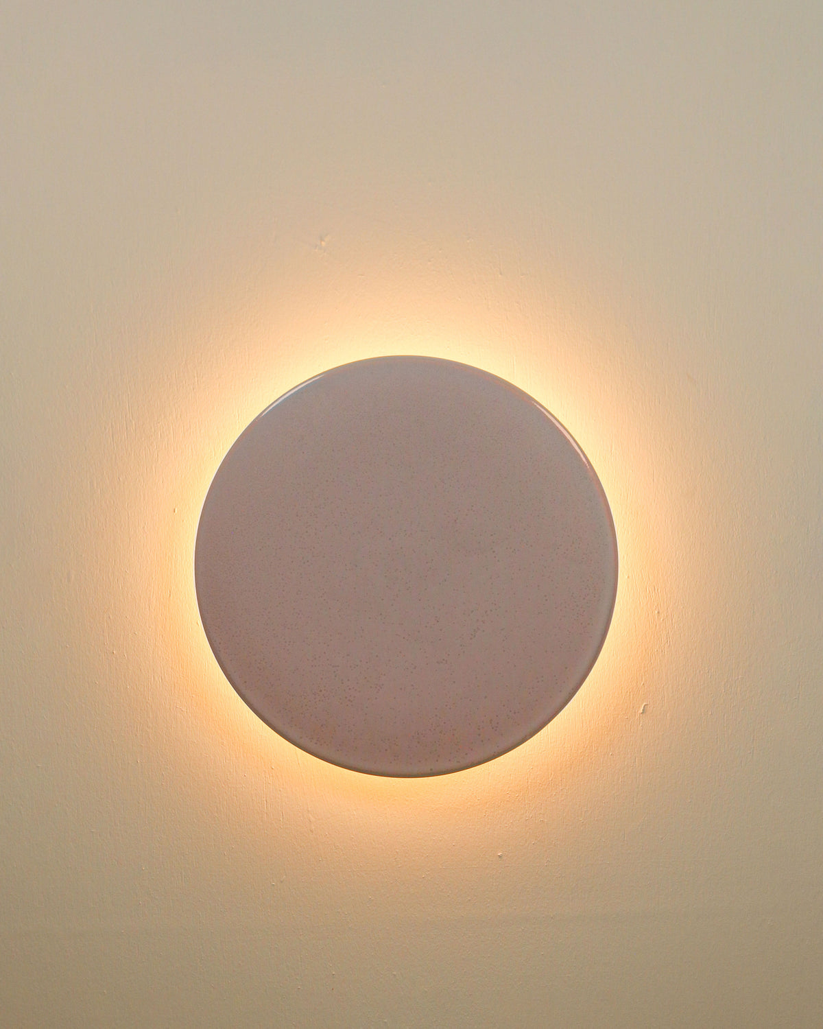 Small Backlit Disc Wall Light in Rose Quartz