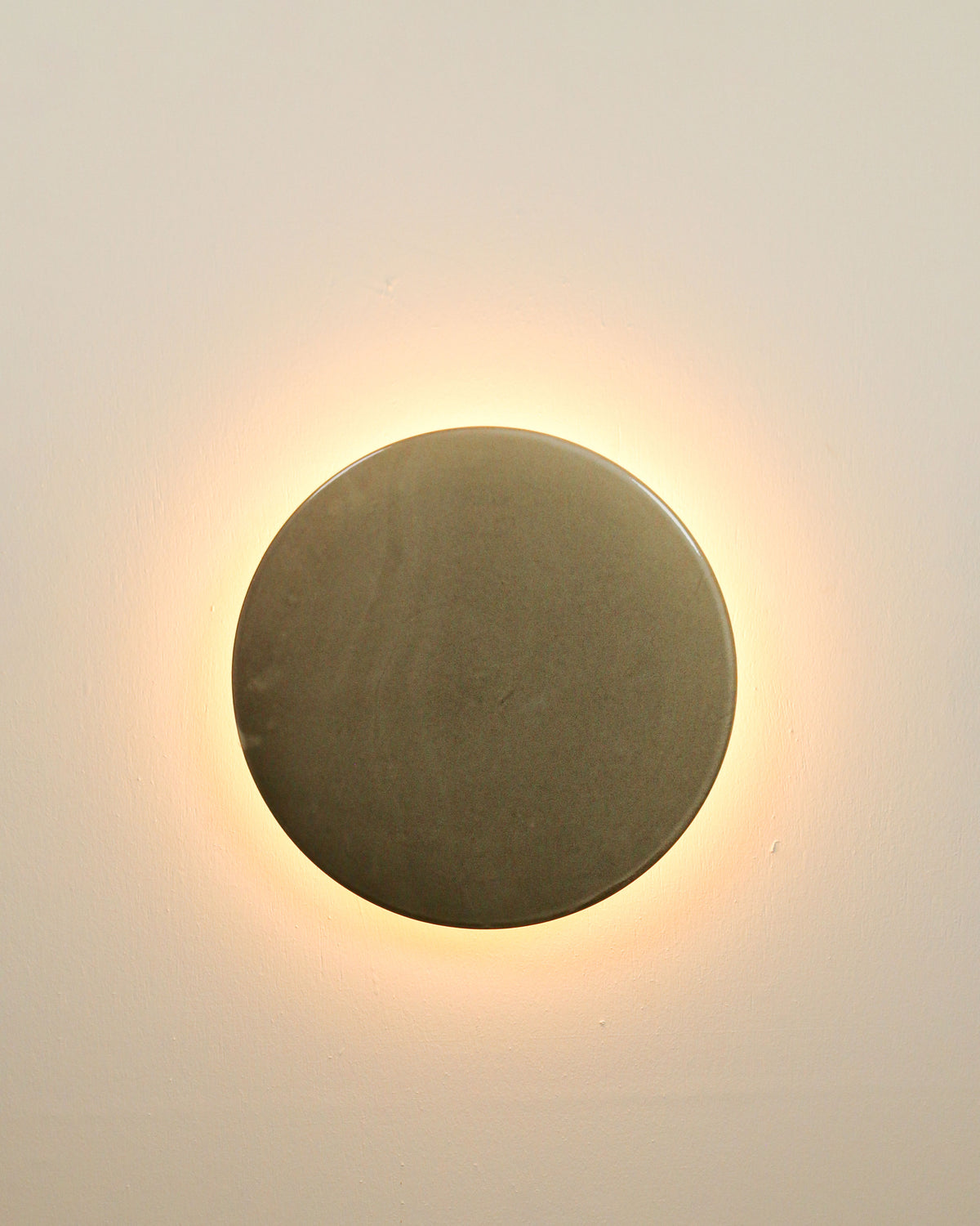 Small Backlit Disc Wall Light in Saltbush