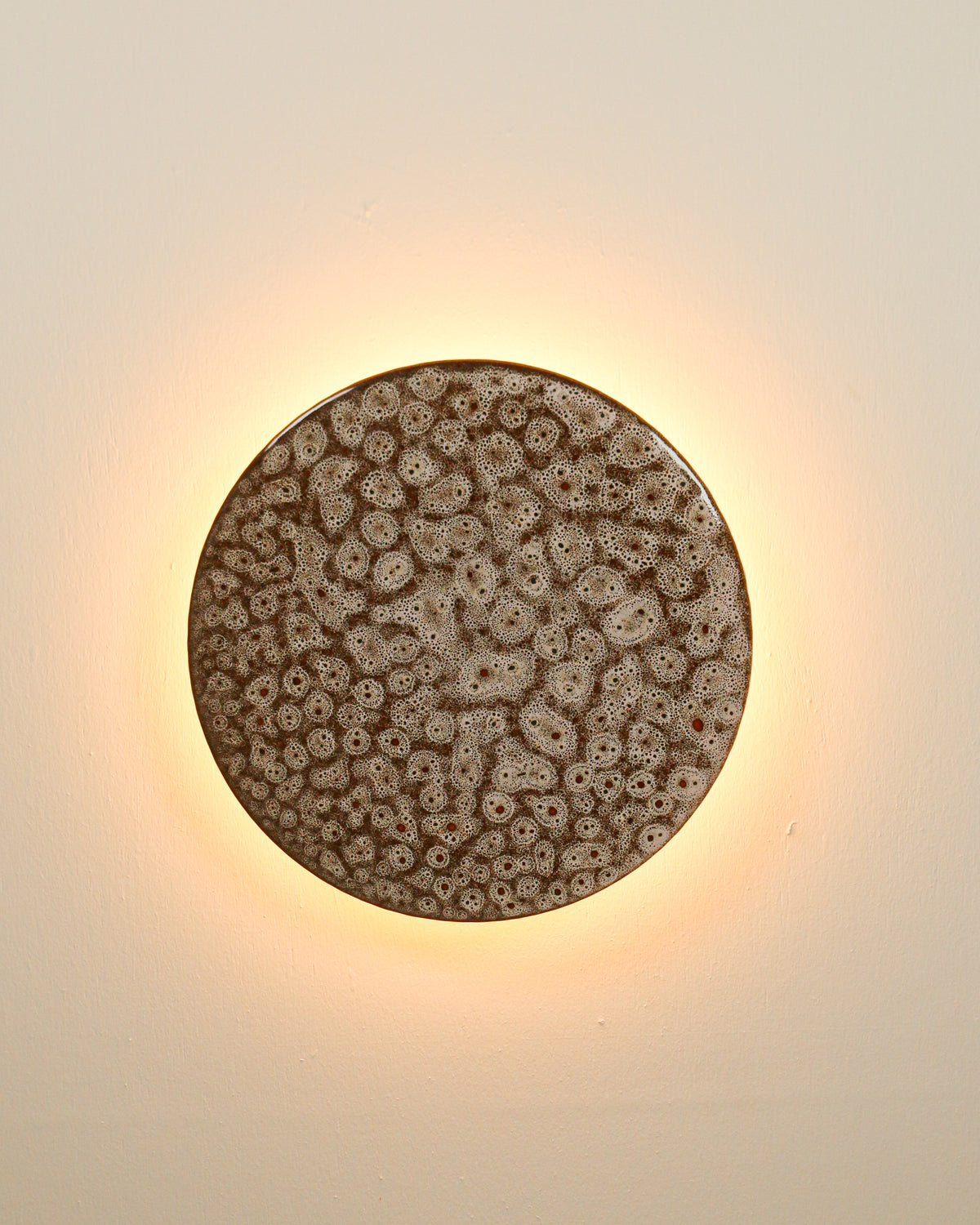 Large Backlit Disc Wall Light in White Ochre