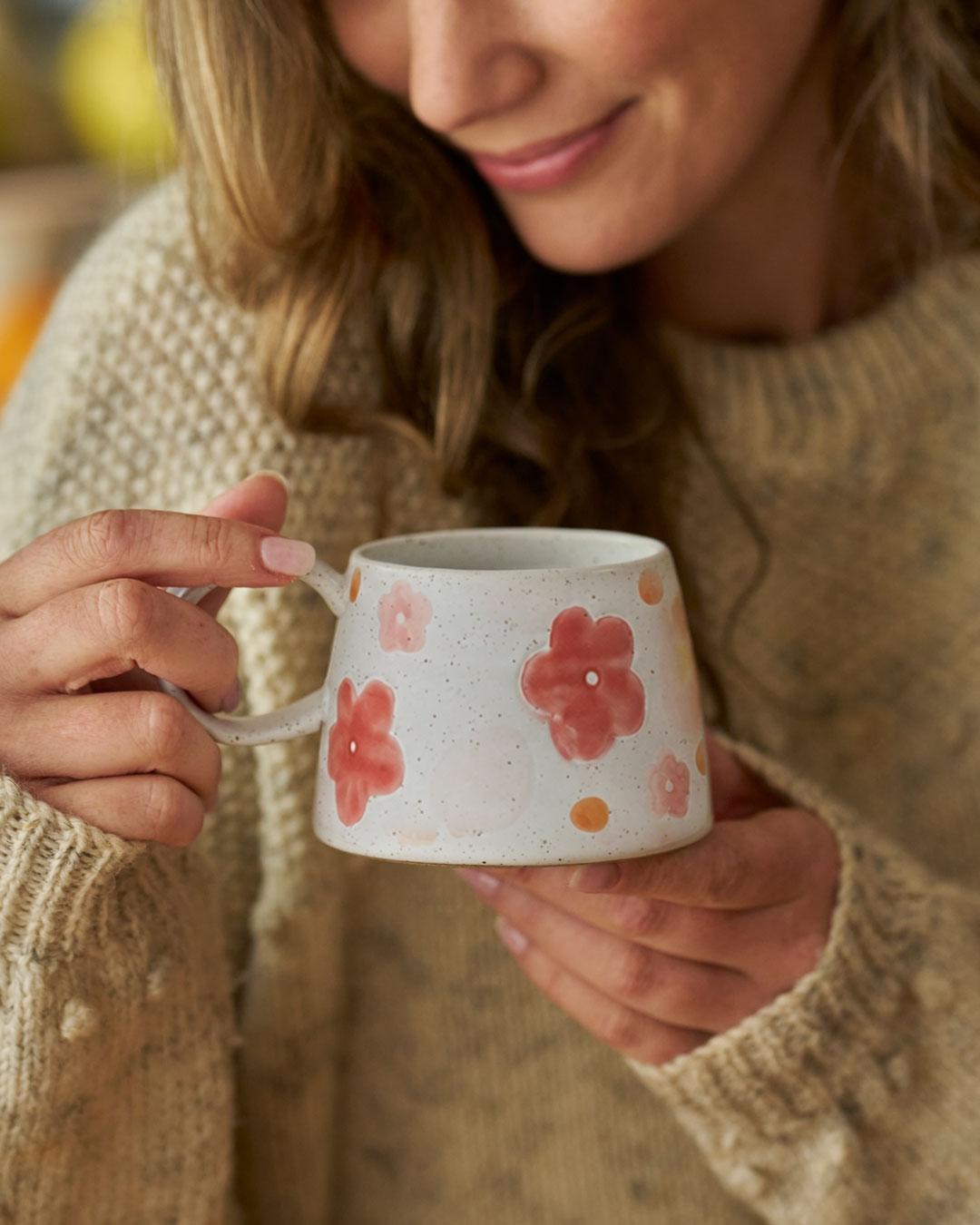 Barbara Large Handled Mug / Flower Garden