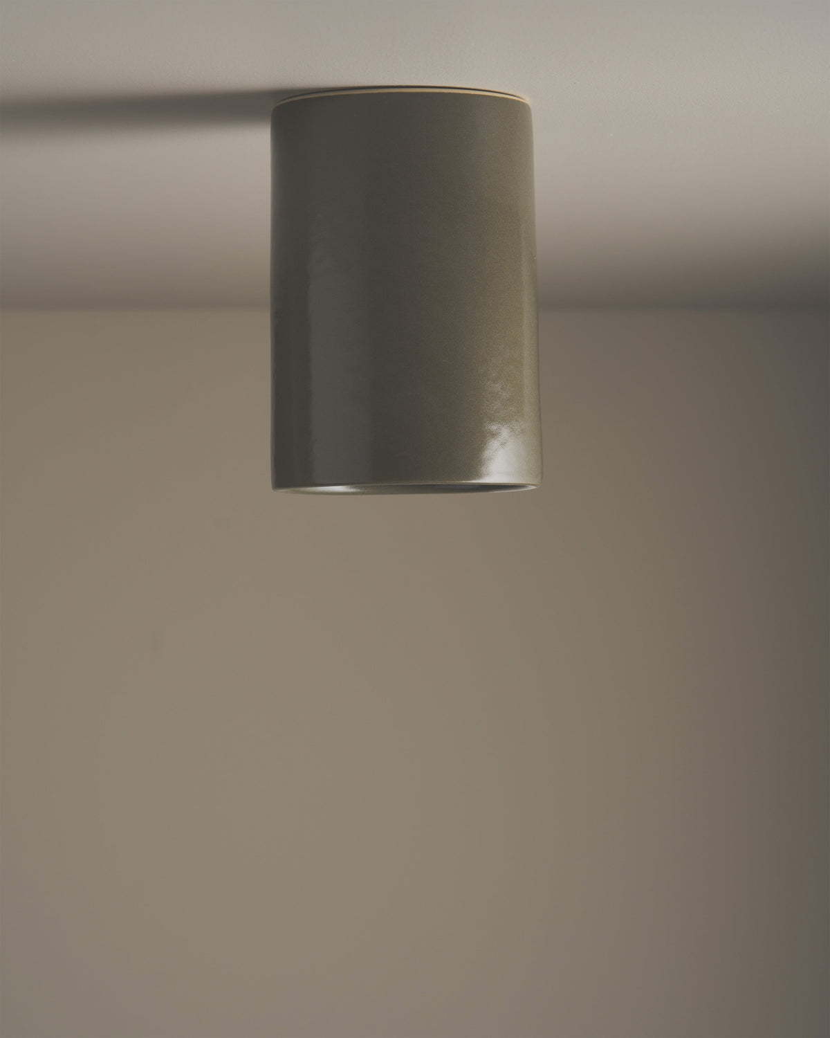 Tall Cylinder Ceiling Light in Olive