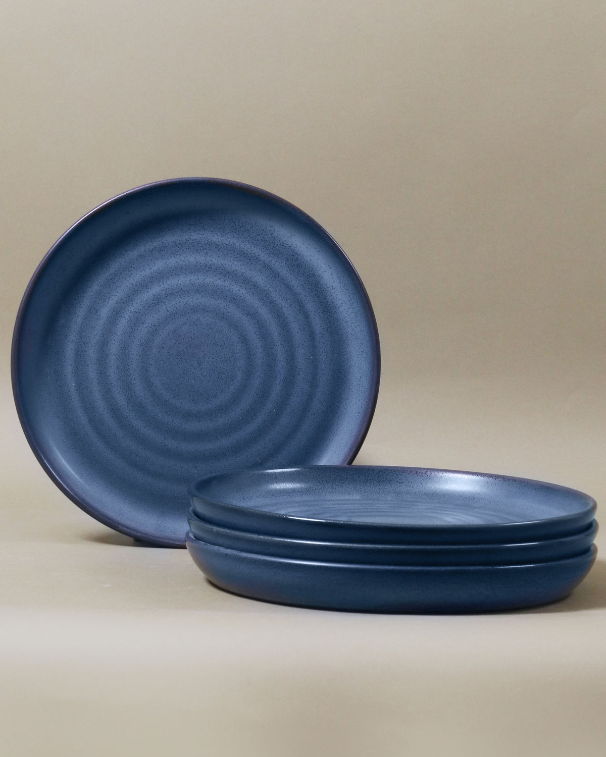 Set of 4 Potters Collection 26.7cm Plates / Blue Storm