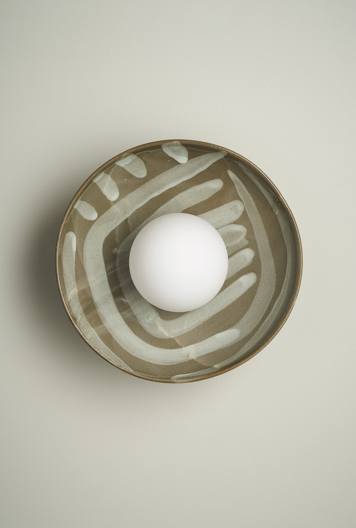 Dish Sconce Light in Olive Spaghetti Junction