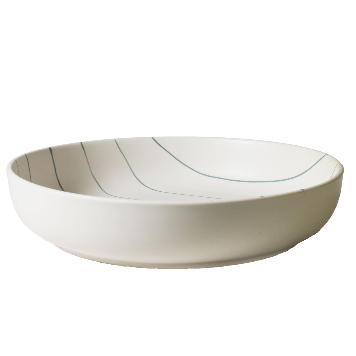 Coastal Junction 28cm Salad Bowl / Cream with Green Stripe