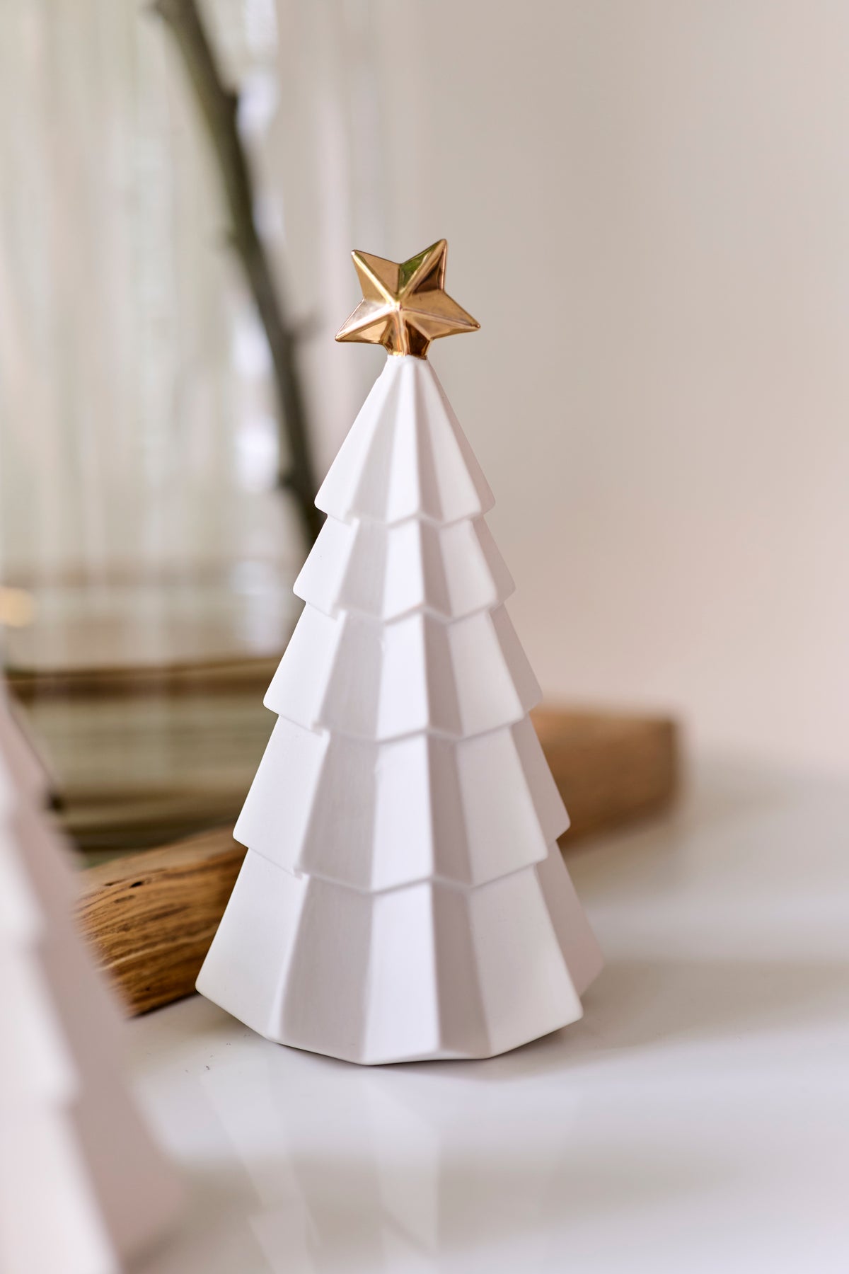 Ceramic Christmas Tree Ornament with Gold Star
