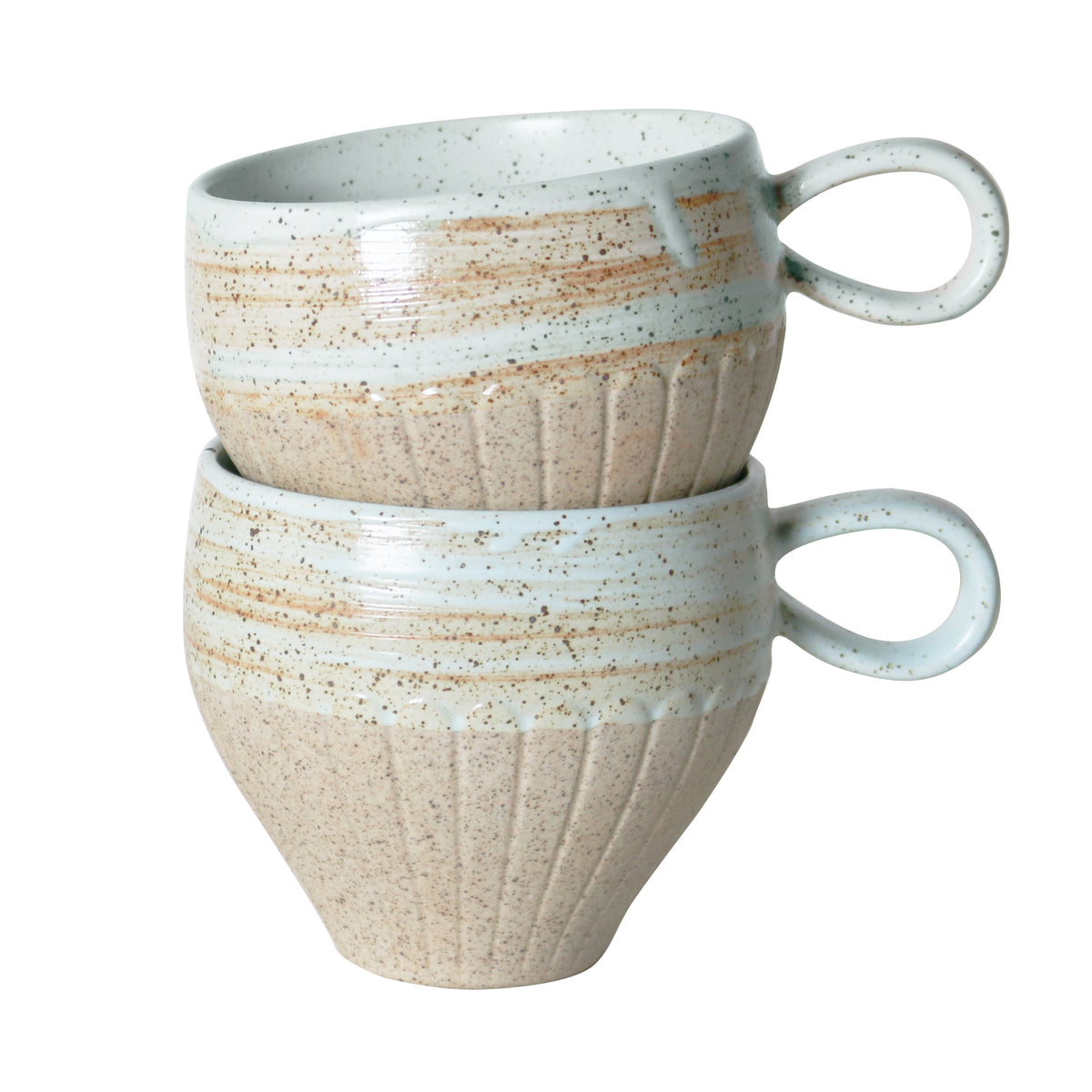 Set of 2 Ceylon Mugs / Duck Egg
